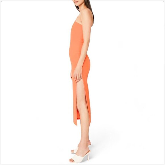 Bardot Jenna Orange Fizz One Shoulder Cutout Midi Slit Dress Cocktail NWT NEW 8 - Picture 2 of 8